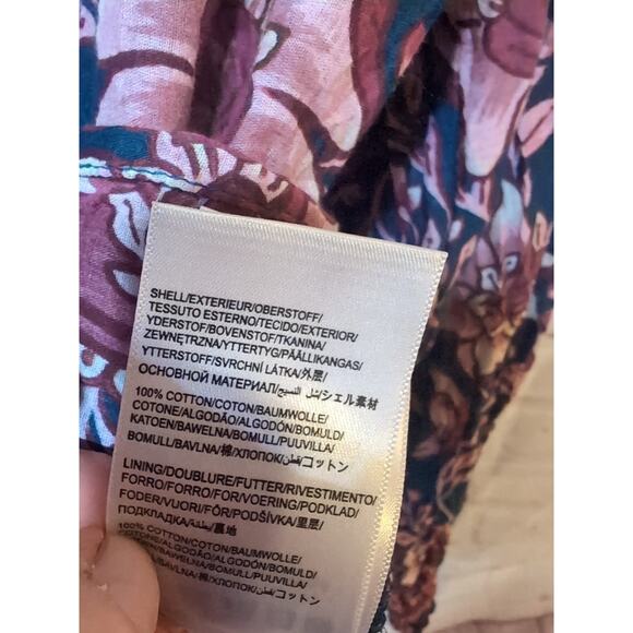 Anthropologie Farm Rio Ainika Charm Floral Ruffle Blouse Crop Boho Hippie Size L - Picture 9 of 10